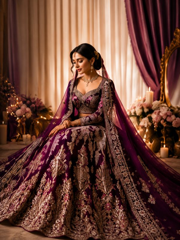 Purple Velvet Lehenga